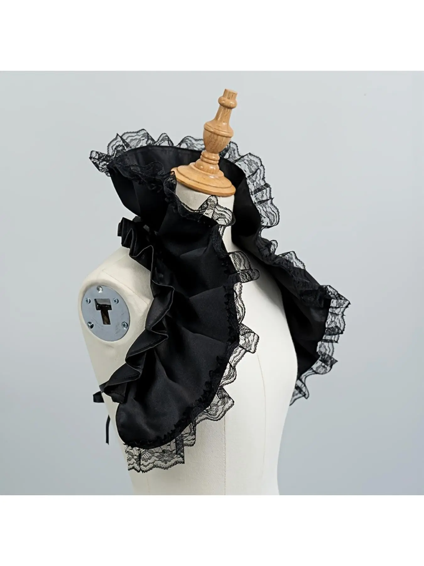 Court-style lace satin fake collar, ruffled versatile layering accessory