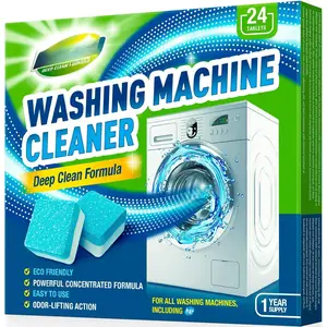 Washing Machine Cleaner Tablets 24-Ct Deep Cleaning Formula Washer Machine Cleaner Top Load & Front Load Standard & HE Washers