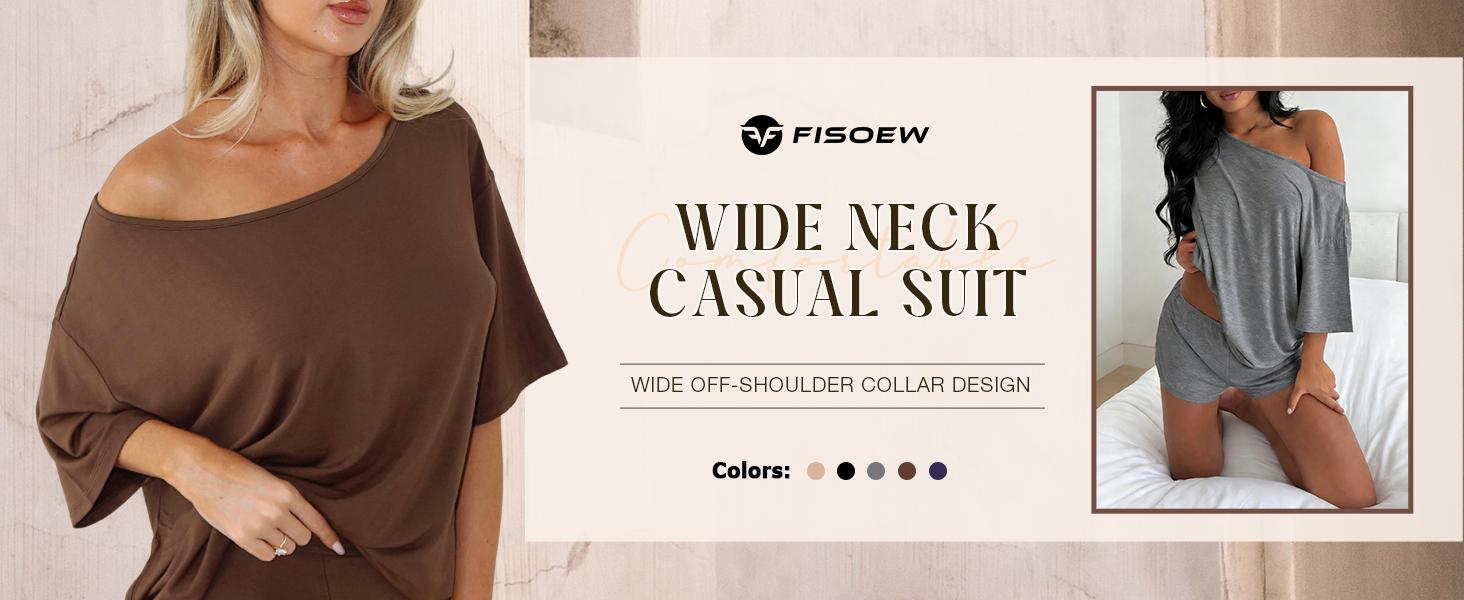 Fisoew Women’s Casual Two Piece Lounge Set Off Shoulder Top & Fitted Shorts Springtok SpringStatements Fisoew Women’s Casual Two Piece Lounge Set Off Shoulder Top & Fitted Shorts Springtok SpringStatements