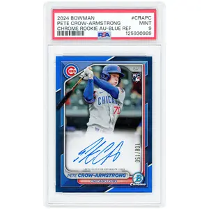 Pete Crow-Armstrong Chicago Cubs Autographed 2024 Bowman Chrome Blue Refractor #CRA-PC #108/150 PSA Authenticated 9 Rookie Card - Fanatics Authentic Certified