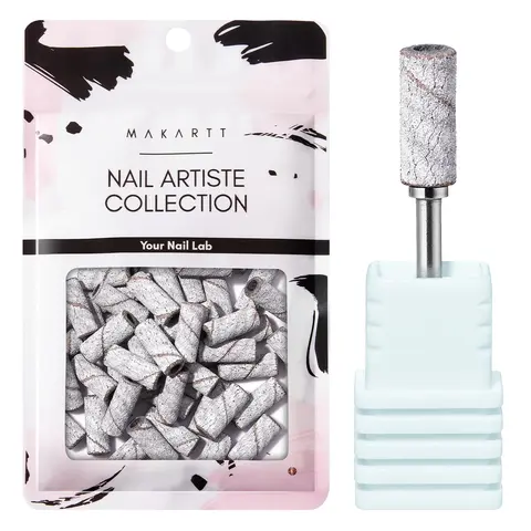 Makartt 50 Pcs Nail Drill Sanding Bands Set with 3.1mm Upgraded Mandrel Bits, 180 Medium Grit - Cuticle Tools, Nail Tech Supplies for Acrylic Removal, Beauty Shop, W/Portable Gift Bag for Ladies