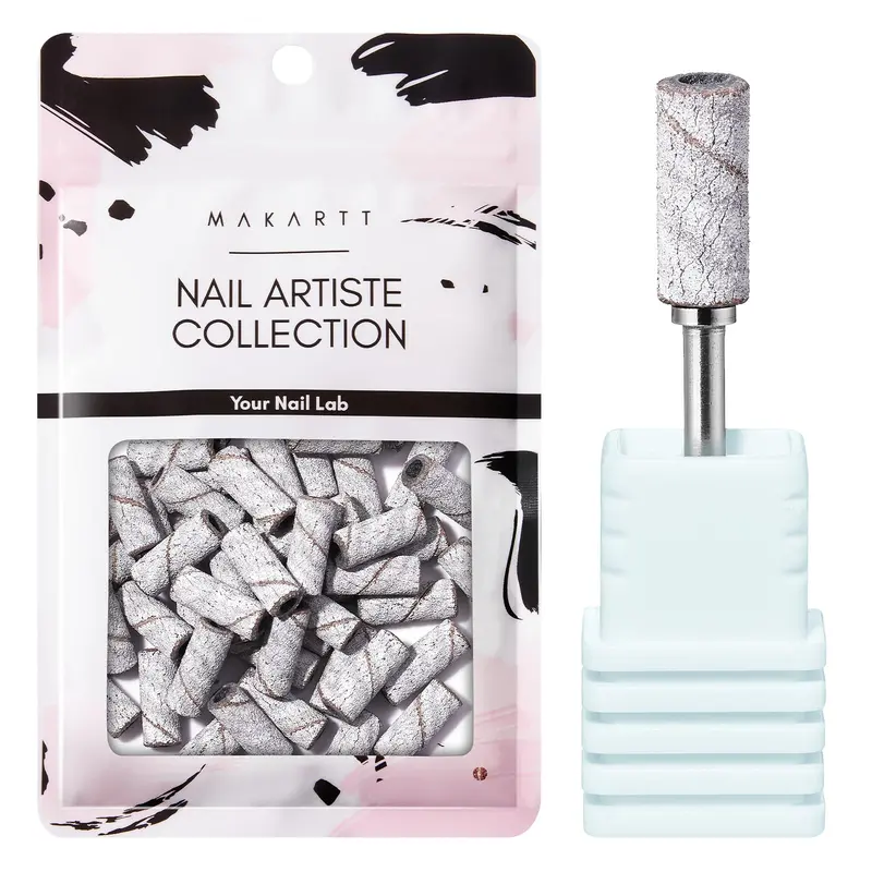 Makartt 50 Pcs Nail Drill Sanding Bands Set with 3.1mm Upgraded Mandrel Bits, 180 Medium Grit - Cuticle Tools, Nail Tech Supplies for Acrylic Removal, Beauty Shop, W/Portable Gift Bag for Ladies