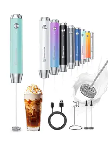Handheld Milk Frother for Coffee,Rechargeable & Waterproof Electric Stainless Steel Whisk Portable Foam Maker for Latte & Protein Nutrition Drink Mixer,Kitchen Gadgets, Mothers' Day Gift Cream Machine, Household Appliances