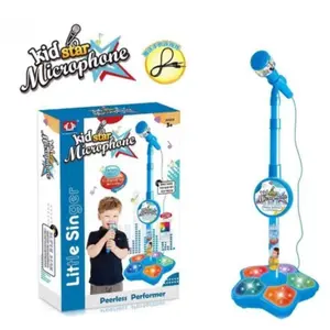 Kidstar Portable Karaoke Microphone Toy, All-in-1 Light-Up Microphone with Adjustable Stand Set, 45cm-97cm Height, Educational Musical Toy Accessory for Kids Ages 3-6, Ideal Birthday & Easter Gift