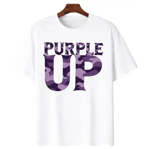 Machine Washable Purple Camouflage T-Shirt for Women — ‘PURPLE UP’, Relaxed Fit, Crew Neck