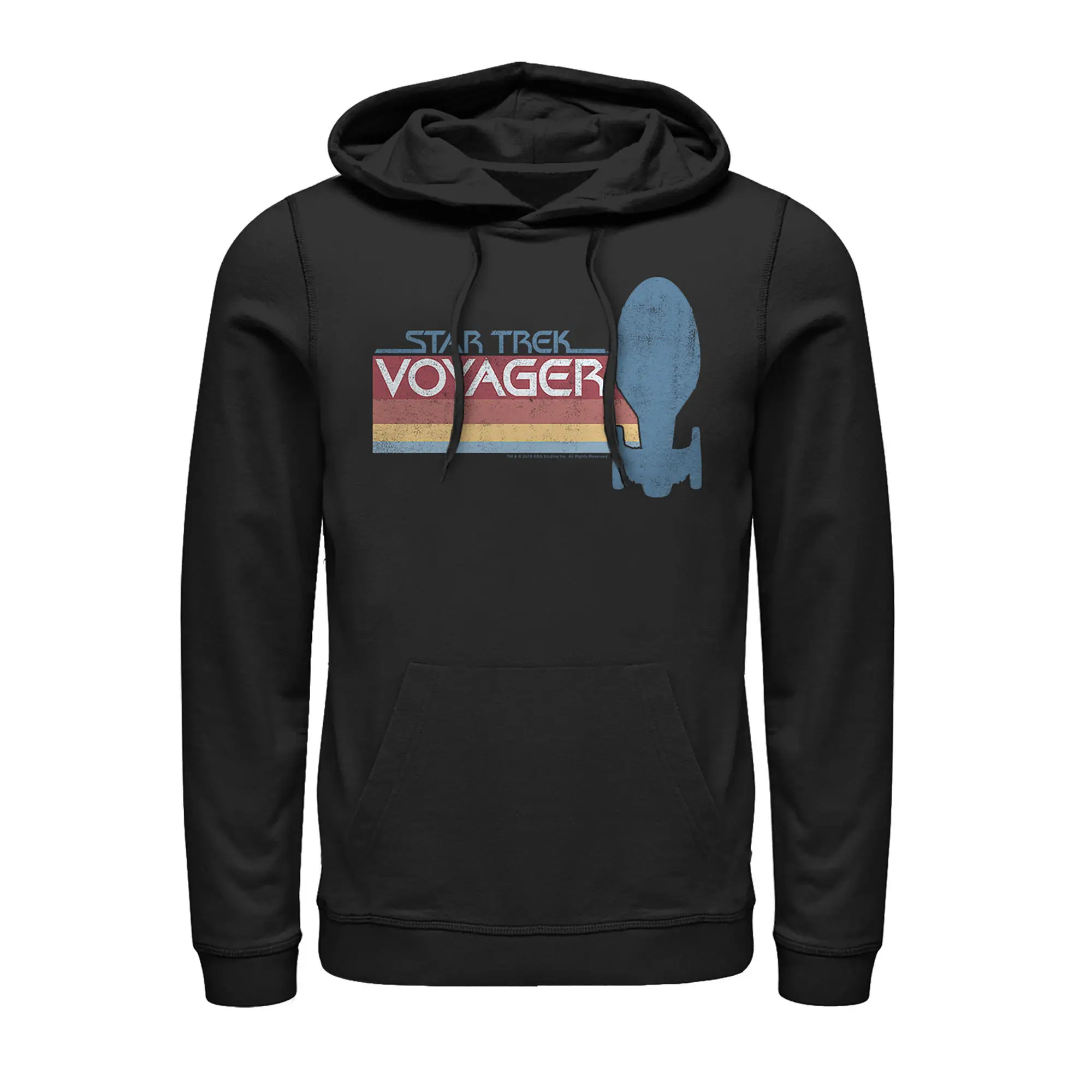 Men's Star Trek: Voyager Retro Rainbow Logo Pull Over Hoodie