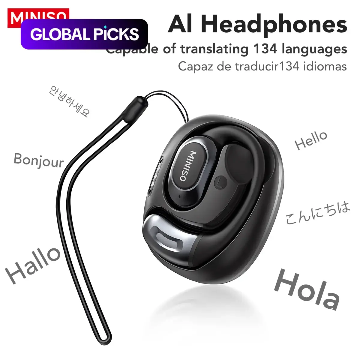 Miniso Ms156 True Wireless Translation Headphones, Translator Earbuds, AI Translator Earbuds, AI Earphones, Supports 134 Languages, Bluetooth-compatible, HiFi Sound, Long Battery Life, Travel Companion #GLOBAL PICKS