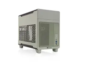 Thermaltake TR100 SFF Chassis mITX Support 18.9 Liters PCIe 4.0 Riser Cable Included 360mm GPU Clearance 280mm Radiator Support Removable PCIe Bracket, Matcha Green, CA-11A-00SENN-00