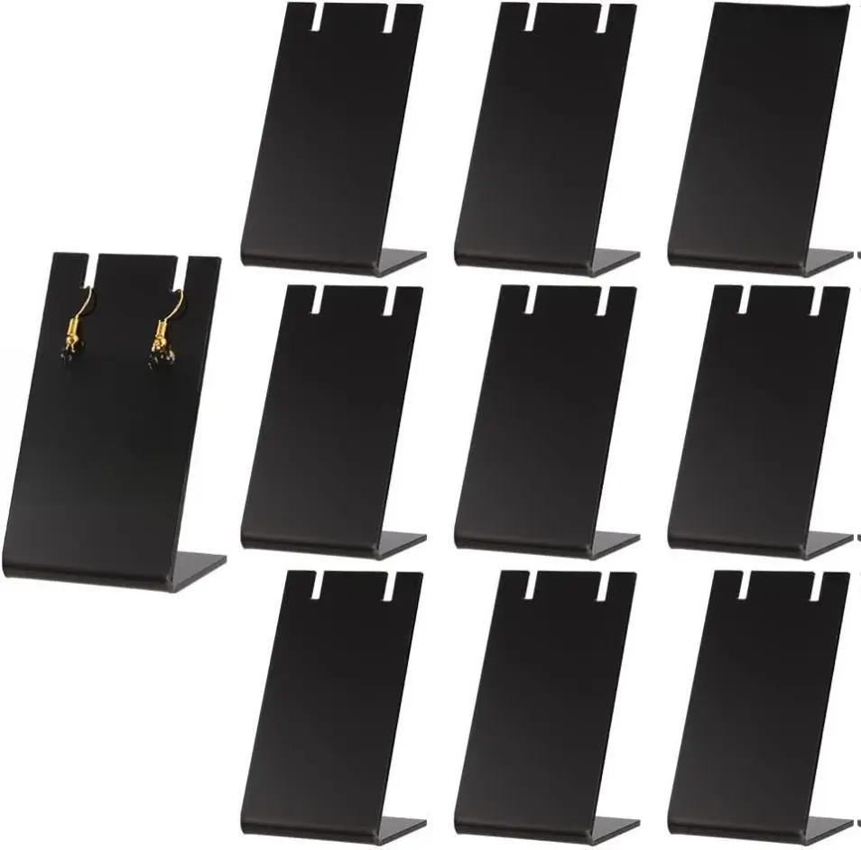 10pcs Acrylic Earring Holder Black Earring Display Stands L-shape Ear Organizer Dangling Earring Stands for Earring Necklace Jewelry