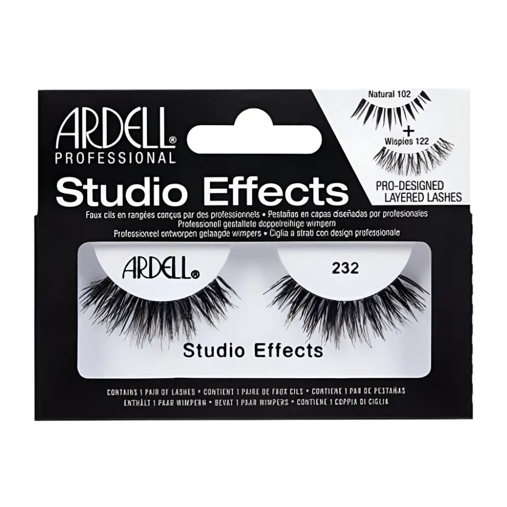 Ardell Studio Effects Strip Eyelashes #232 by American International Industries - Cosmetic Makeup False Lashes with Natural Curl, for Dramatic Looks, Eyelashes Extensions Enhancement, Lash Extensions, Longer Lashes