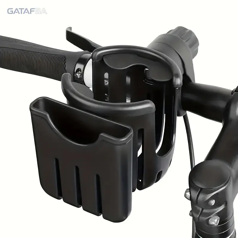 2-in-1 Durable ABS Black Cup Holder for Bikes & Motorcycle, Universal-Fit Sturdy Accessory with Hands-Free Phone Storage, Safe Drink Holder for Holiday Riding Gear