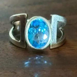 Sterling Silver Blue Topaz Ring Size 6 December Birthstone