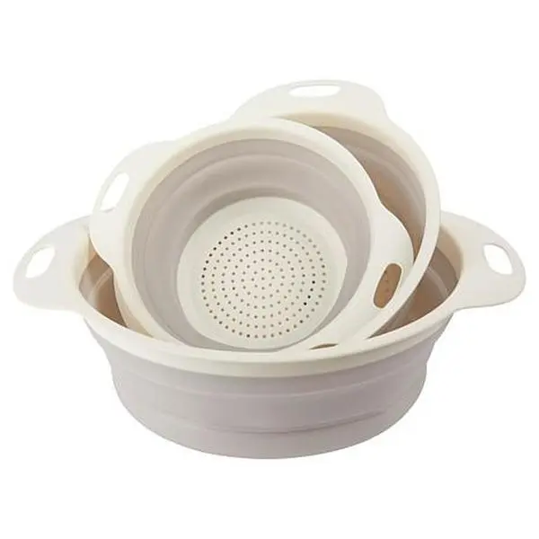 Joy Mangano Joy Eat Cleaner 3-piece Collapsible Antimicrobial Colander Set