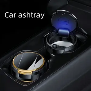 Anti Odor Smoke-Free Car Ashtray with LED Blue Light Easy to Clean Multifunctional Safety Cover for Car Interior Portable Design Easy Installation Suitable for Car Men's Gifts