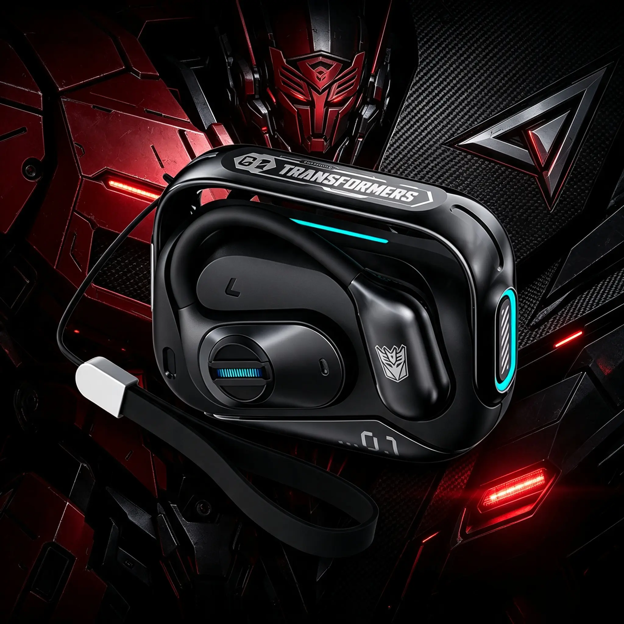 TRANSFORMERS TF-T77 Open-Ear Bluetooth TWS Headphones with Ear-Hooks, Secure Fit, ENC Noise Reduction, Smart Voice Assistant, Portable Wireless Earbuds for Gym, Gaming Use