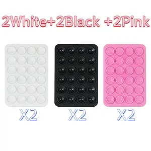 6PCS Suction Phone Case Mount Adhesive Phone Grip for Smartphones Hands-Free Mirror Shower Phone Holder for Selfies 2White 2Black 2Pink