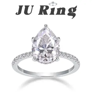 #10 B5  (Pear Cut) 9*13mm 5 ct S925 Sterling Silver Lab-Grown Moissanite Main Ring Gifts for Women Gifts Stacks Engagement Wedding Rings Bridal Rings