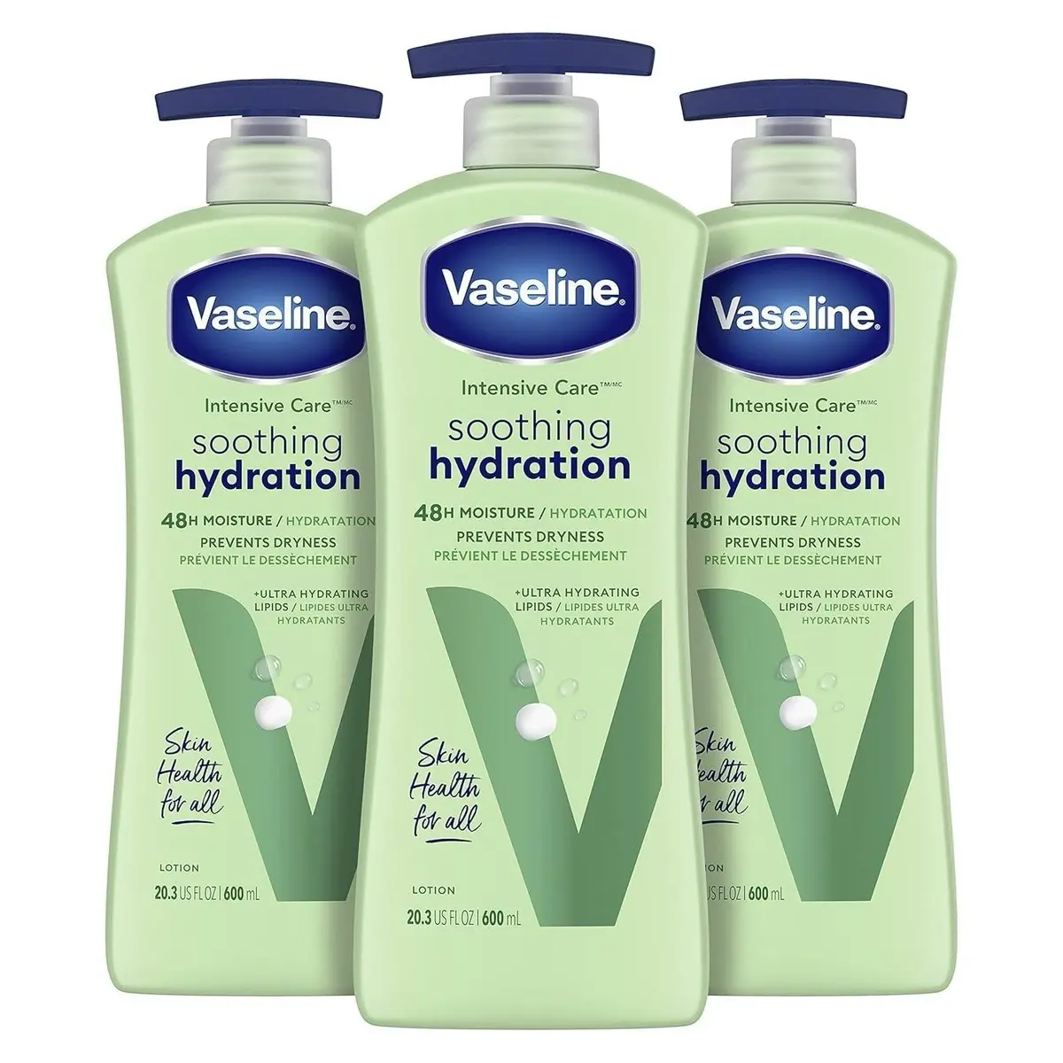 Vaseline Intensive Care Soothing Hydration Body Lotion with Aloe & Hydrating Lipids, Daily Body Care Moisturizer for Dry Skin, 20.3 oz (Pack of 3)
