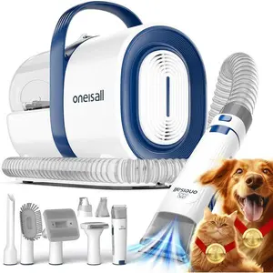 oneisall Dog Grooming Vacuum, Pet Grooming Vacuum with Clipper Nail Grinder, 1.5L Dust Cup Dog deshedding Vacuum Brush with 7 Pet Grooming Tools for Shedding Pet Hair, Home Cleaning(Purple)