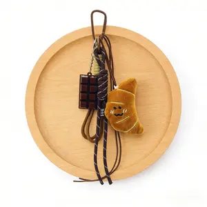 KALIDI Cute Plush Keychain Lovely Bag Charm with Chocolate Bar & Bread Design Adorable Accessory for Daily Essentials