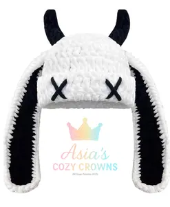 Monster Bunny Beanie – Black & White