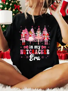 100% Cotton Women Christmas T-shirt In My Nutcracker Era Christmas Nutcracker Ballet Festive T-Shirt