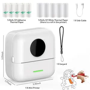 Mini Portable Printer, Inkless Sticker Printer with 10 Rolls of Paper, Mini Thermal Printer for Sticky Notes/Photos/Stickers/Labels/Receipts, Pocket Printer for iPhones, Android Phones and Tablets, White maker gadget