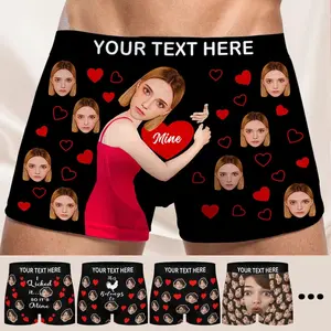 Hug Face Boxer for Men – Custom Face Boxer Shorts, Personalized Underwear Gift for Boyfriend or Husband, Funny Valentines Day Gift for Him