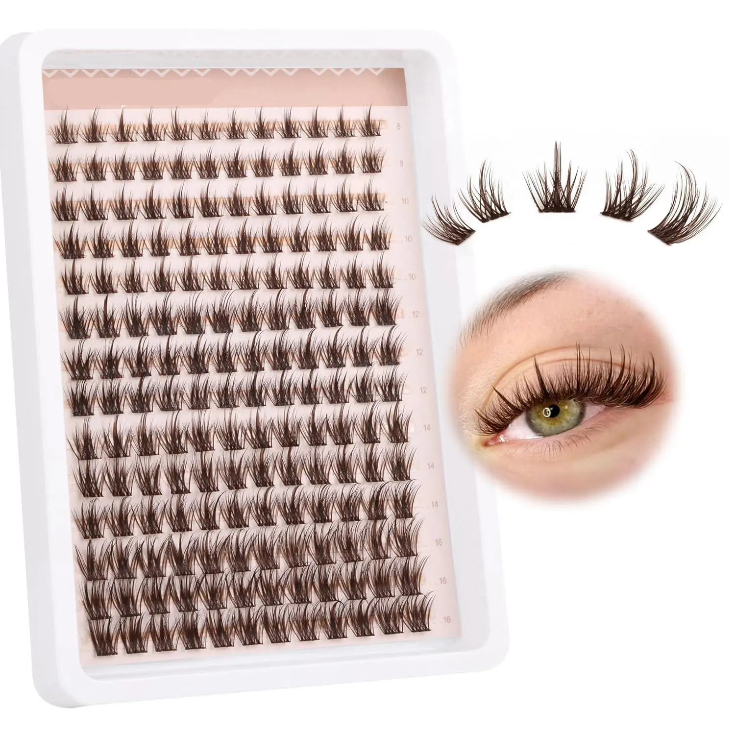Mixed Length Individual False Eyelashes, 140pcs/box Individual Lash Kit, Easy DIY Eyelashes, Natural Look Wispy Eyelash Clusters, Self Grafting Curl Eyelashes, Brown, DIY Eyelash Extensions Set