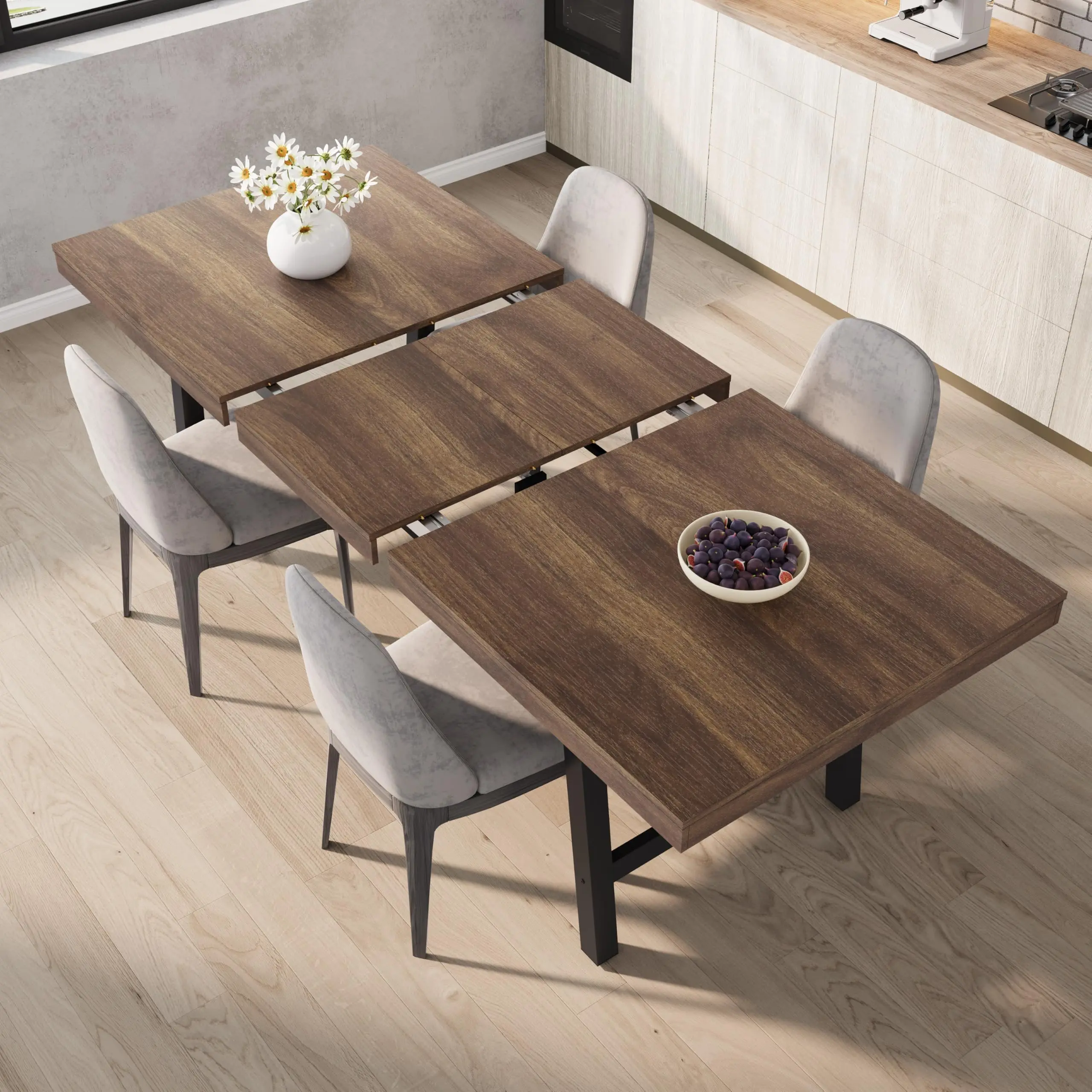 Garvee 63"-83" Stretchable Industrial Style Dining Table