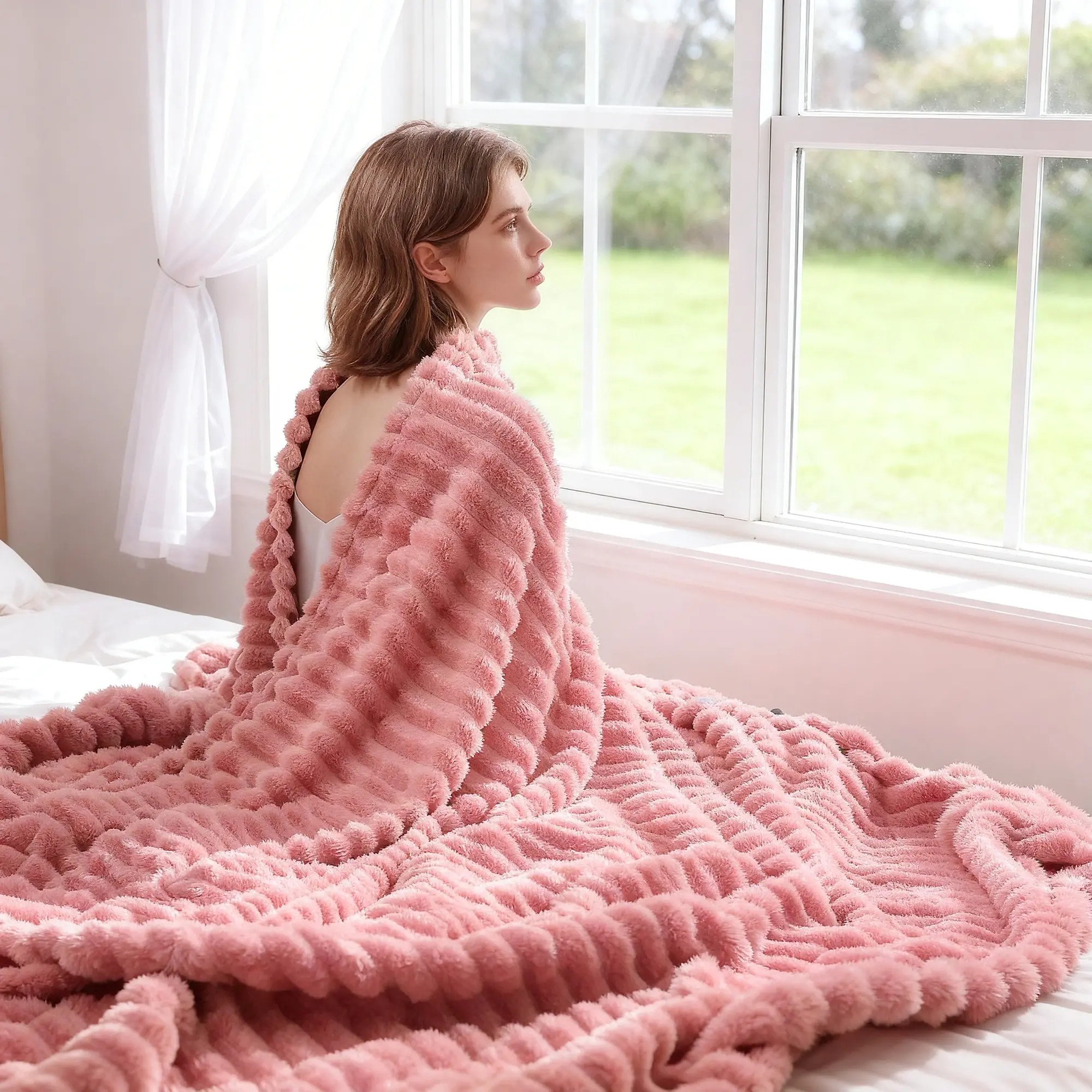 Raybee Super Soft Cozy Blanket Queen Size - Breathable Lightweight Blankets for Bed,Couch,Travel,Office,Summer Cooling Throw Blankets for Hot Sleepers & Night Sweat,Perfect Gift Ideal