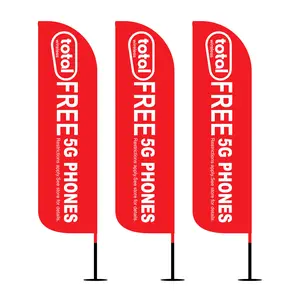 12ft Total Wireless Feather Flags with “Free 5G Phone” Message - Pack of 3 - Double-Sided Advertising (Poles & Hardware Not Included)