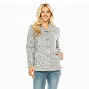 Unik's Women Tweed Coats L Grey WJ18522