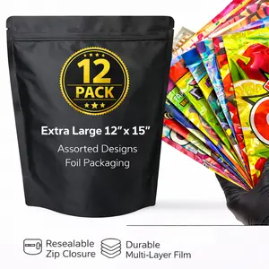 12 Pack Extra Large 12” x 15” Assorted Designs Foil Packaging