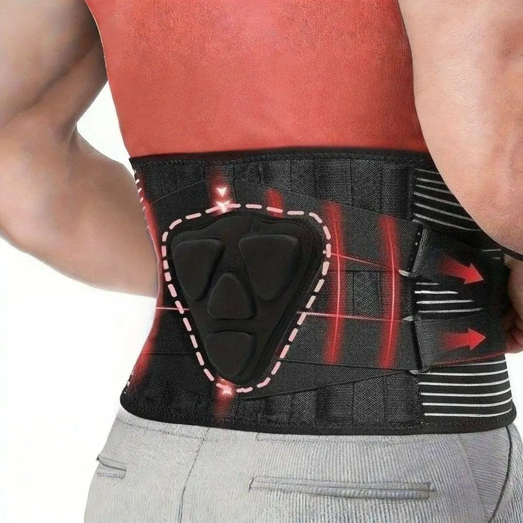 Adjustable Lumbar Support Belt with Removable Pad, Breathable Back Brace with Double Compression Straps, Suitable for Work, Lifting, Gym and Daily Wear