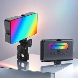RGB Pocket Light with Phone Clip, High Brightness Live Streaming Photographic Fill Light for Smartphone Camera Video Shooting, USB Rechargeable Selfie Accessories, Selfie Panel Light