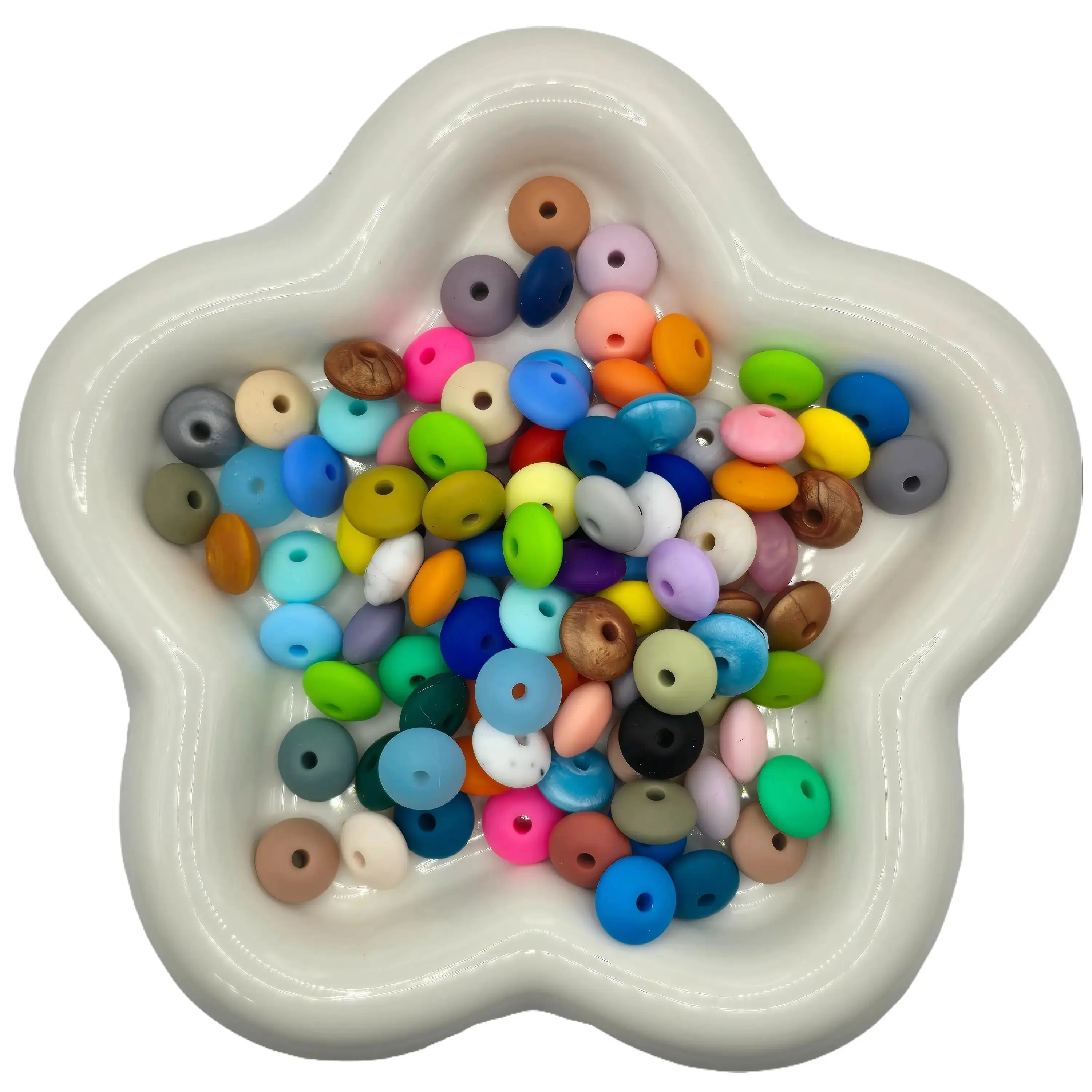 Silicone Lentil Spacers 12mm Colorful DIY Jewelry Making Beads 100 Count for Tassel Charms & Keychain Accessories Versatile Durable Beadwork Kit Components Beads Set for Galaxy Beads and Charms