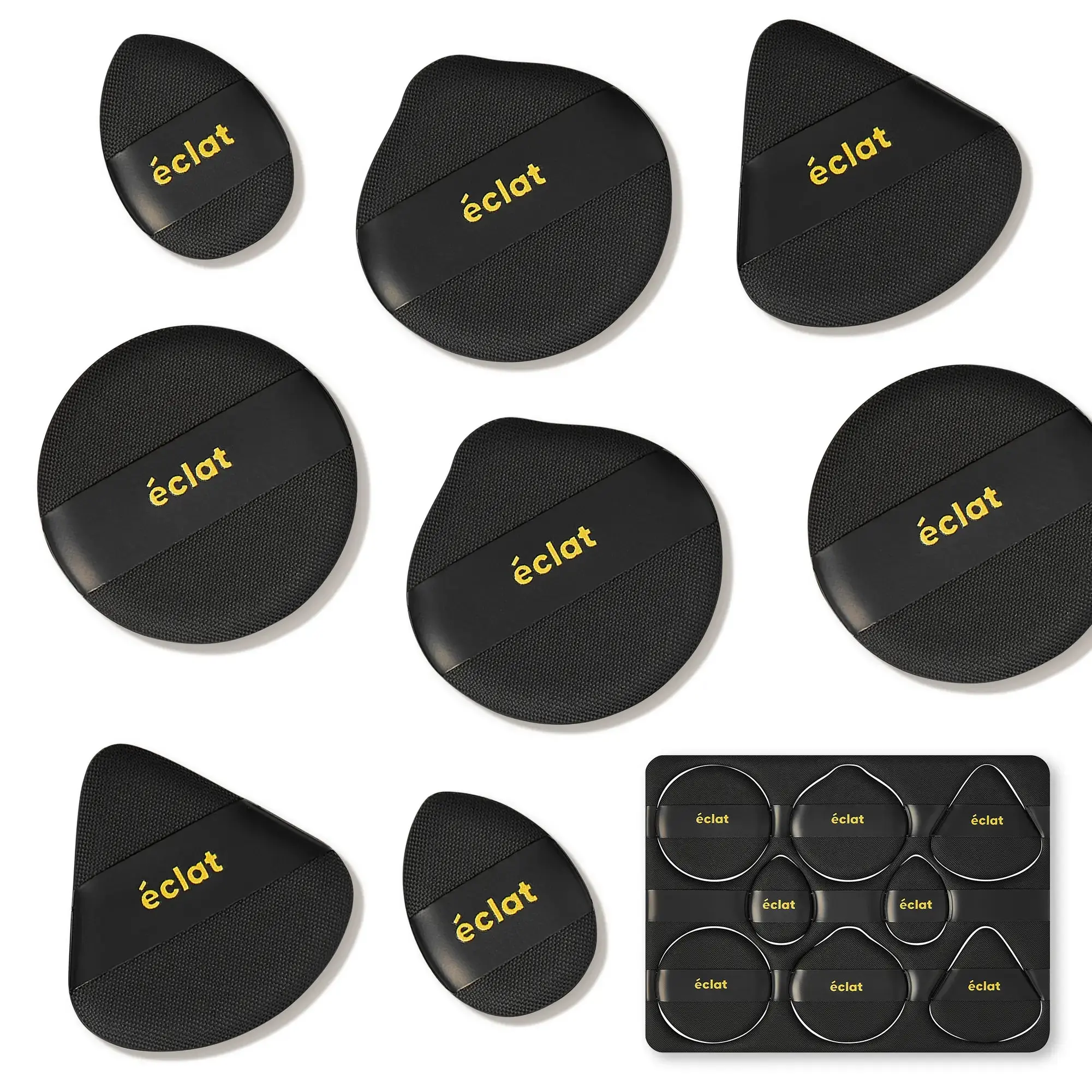 éclat Cushion Puff Makeup Set - 8pcs Soft & Bouncy Foundation, Concealer & Powder Puff
