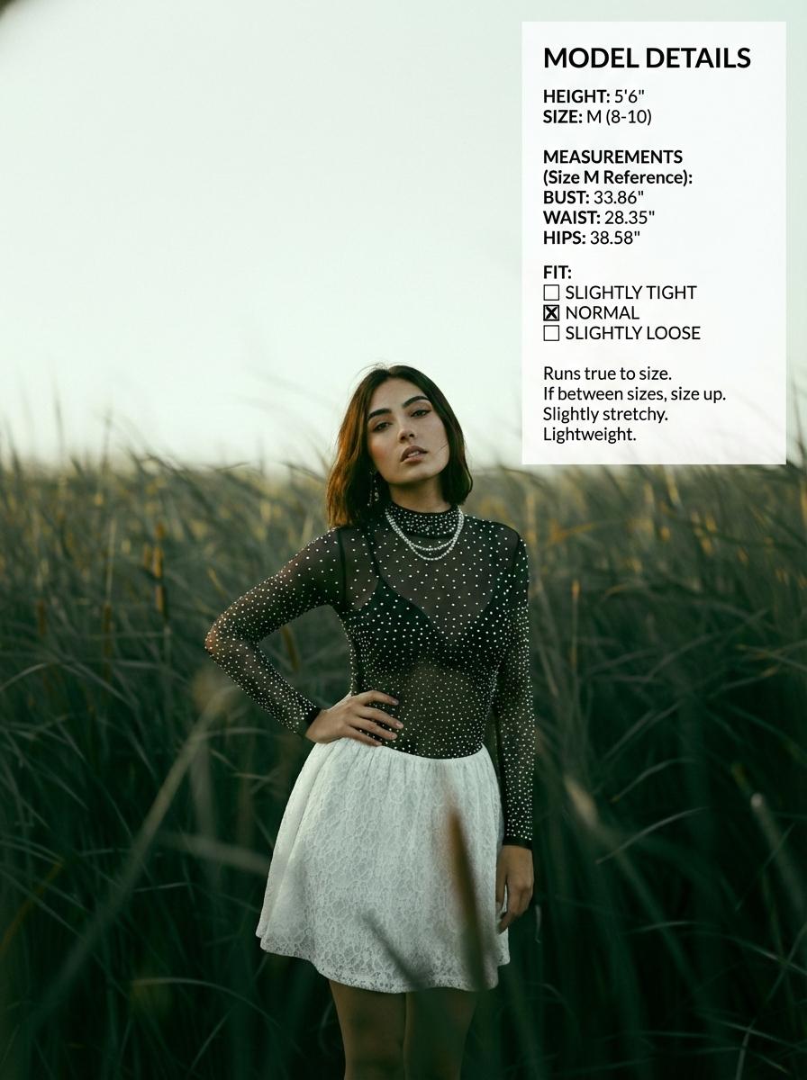 2026 Viral Night Luxe Rhinestone Bodysuit  Minimalist Silver Studded Mesh Top,Sexy Mock Neck Sheer Leotard,Snap Crotch,Main Character Energy Party Outfit. SpringStatements