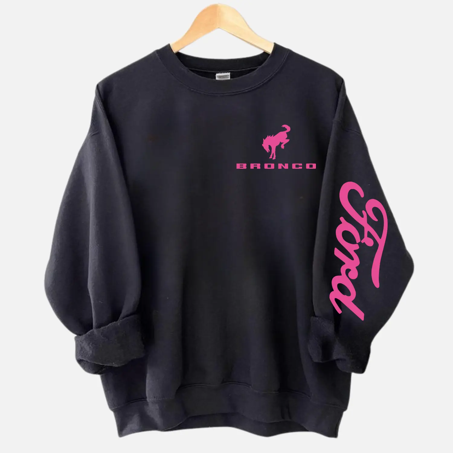 Vintage Bronco Pink Logo Sweatshirt Retro Off Road Truck Graphic Crewneck for Men Women, Adventure Apparel, Bronco Girl Streetwear, Casual Pullover, Ford Bronco Shirt