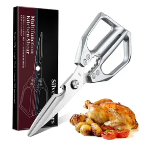 Kitchen Scissors All Purpose -FallFreshness- Stainless Steel Kitchen Shears, Sharp Silver Meat Scissors, Dishwasher Safe,  Poultry Shears, Japanese Cooking Scissors for Food, Chicken Bones, and Turkey, Christmas  Gift!