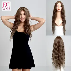 EC Wigs  LILA Long Lace Front Synthetic Wig, Pre-Plucked Edge, Free Part  13 X 6  Hand Tied Top Wig Loose Wave  Anti-slip Silicone Strips Glueless for Women