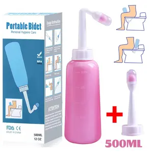 500ML Bottle for Postpartum Care set, with Storage Bag & Direct Injection Nozzle, Portable Handheld Upside Down Peri Bottle with Cover, Convenient and Effective Cleansing, Gentle and Soothing,for Women everyday hygiene  or Bedridden Patient (Pink)