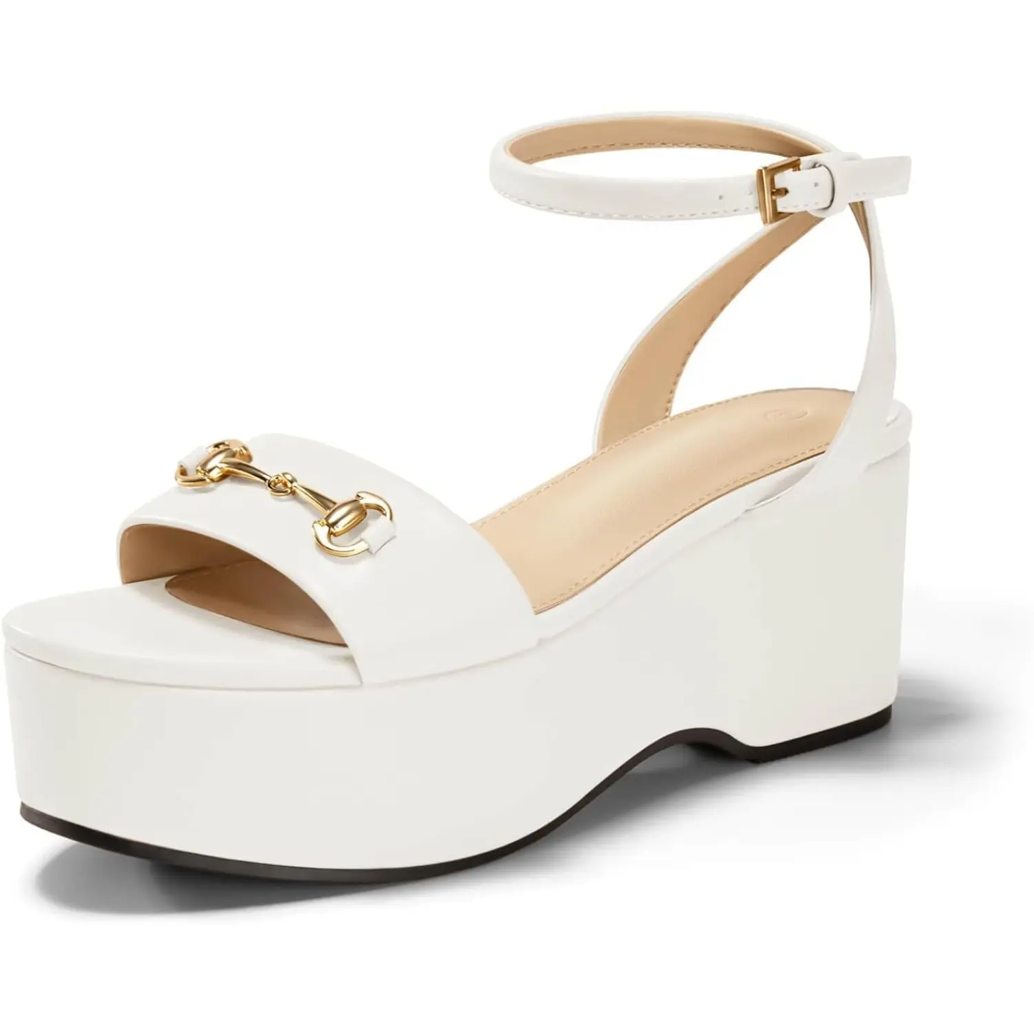 Coutgo Women's Stylish Platform Wedge Sandals, Espadrille Chunky High Heels with an Open Toe and Ankle Strap for Party, Footwear