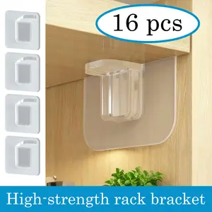16 Counts Shelf Support Pegs, Punch-Free Transparent Supports, Easy Install Brackets for Home Cabinets