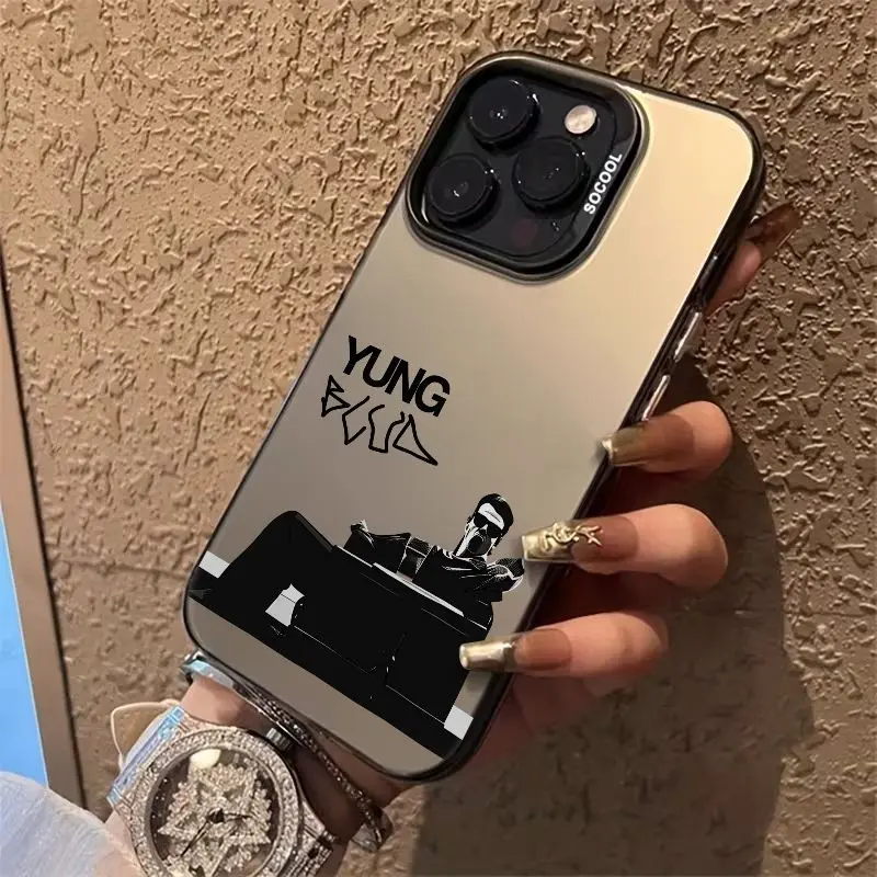 Shockproof Phone Case with Yung Blac Design Pattern, Compatible with iPhone 15/15 Plus/15 Pro/15 Pro Max/11-16/16 Pro Max, Perfect Gift
