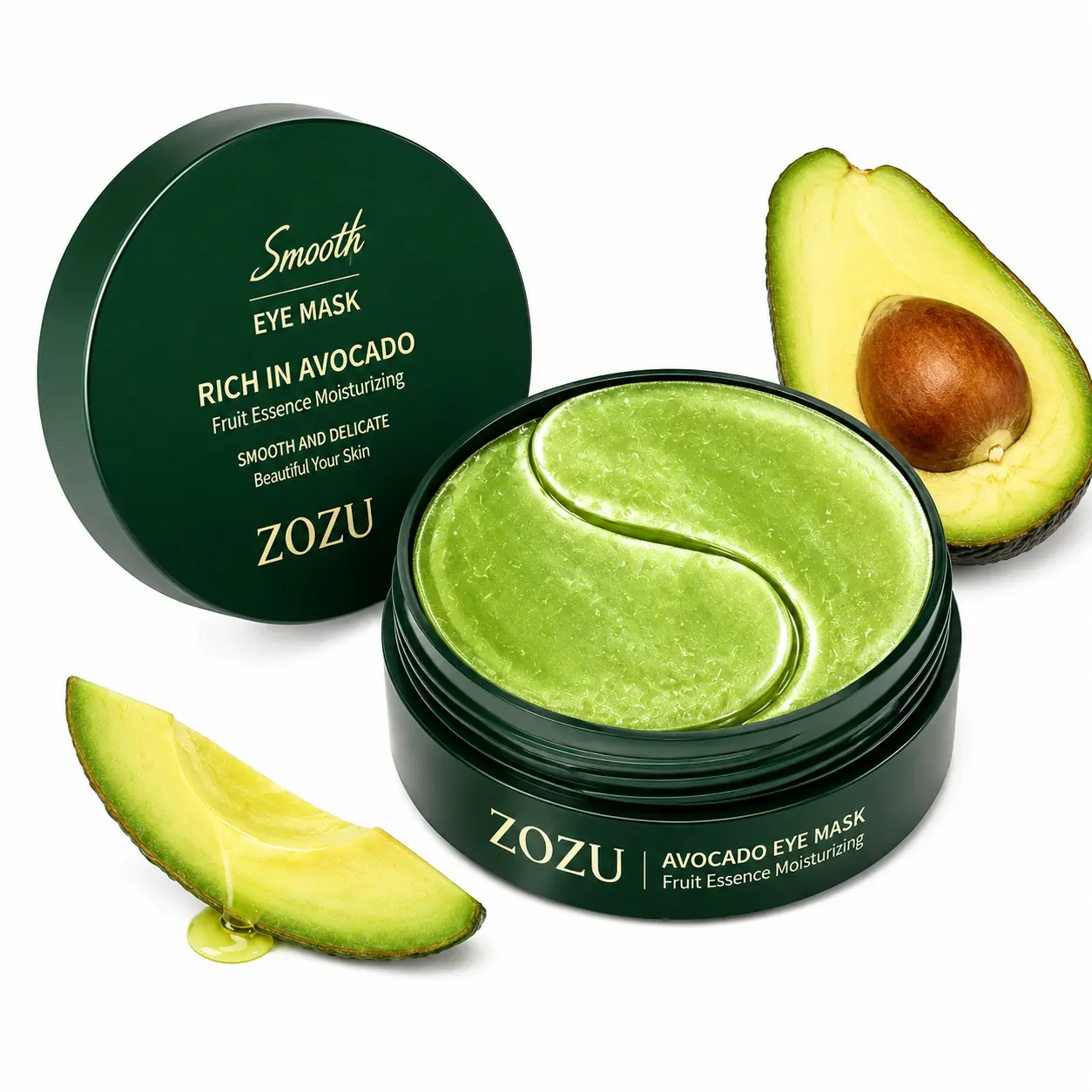 Avocado Hydrating Under‑Eye Mask Patches 60Pcs Set, Comfort Moisturizing Eye Care, Help Improve Dark Circles, Puffy Eyes and Eye Bags, Soothing Moisturizer Beauty Skin Care Gift for Ladies
