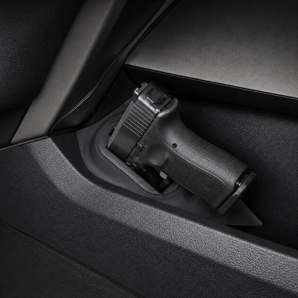 Driver-Side Console Holster Mount for Ford F150 2015-2020 & F250 2017-2022, Low-Profile Design with Magnetic Retention, Durable ASA Material, Fits Glock/M&P/P365, Truck Accessories