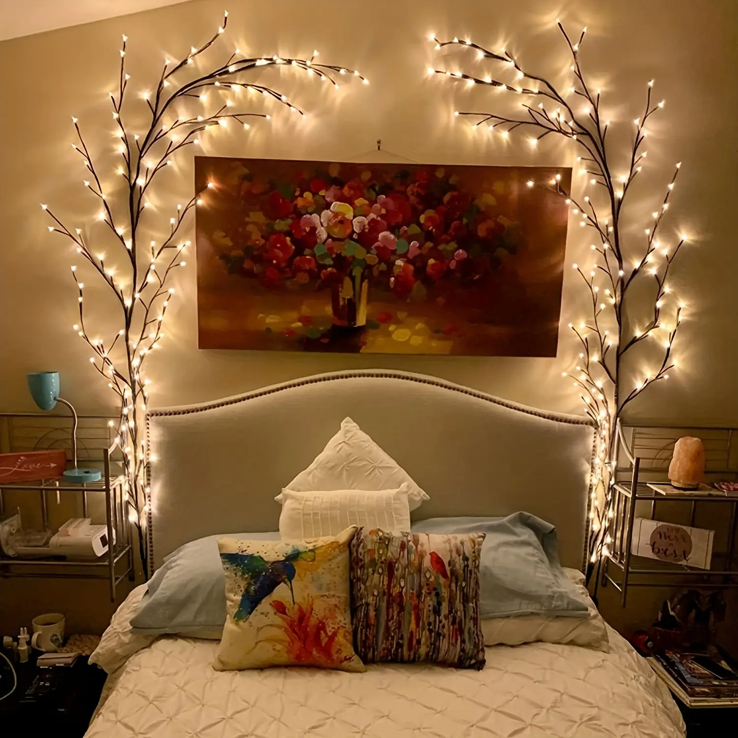 1 PC 96 LED 8 Modes Bendable Willow Vine Lights 6Ft Flexible Brown Vine Fairy Lights Twinkle Artificial Tree Branches Lights LED Lights for Wall Tabletop Stairs Wedding Party Christmas Decorations USB Powered for Indoor Room Home Decor