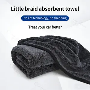 Premium Microfiber Car Drying Cloth (Microfiber Cloth) - 24x36 in Large Size, 1300GSM Ultra-Absorbent Twisted Loop Double-Sided Thick Soft Towel for Car Detailing Kit, Grey, 1 Pack